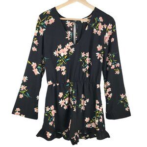 Pins & Needles Black Floral Romper Size Small